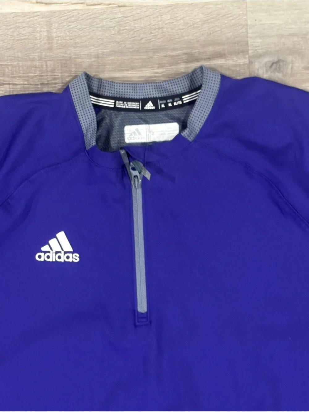 Adidas Climalite Quarter-Zip Short Sleeve Athletic Shirt in Deep Purple & Gray